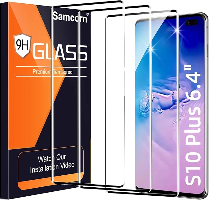 3 Pack Galaxy S10 Plus Screen Protector, HD Clear Tempered Glass, Fingerprint by Unknown