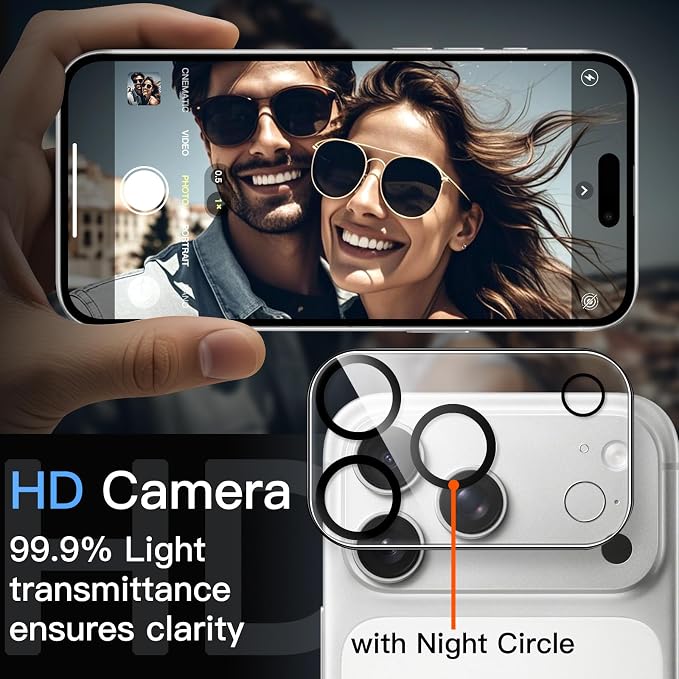 JETech Camera Lens Protector for iPhone 17 Pro 6.3-Inch, 9H Tempered Glass - Image 6