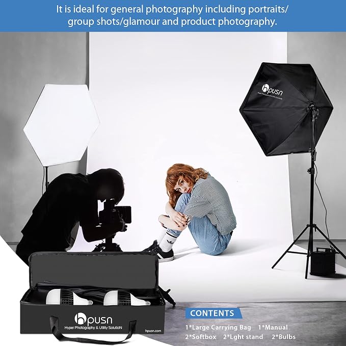 HPUSN Softbox Photography Lighting Kit, Photo Studio Light - Image 7