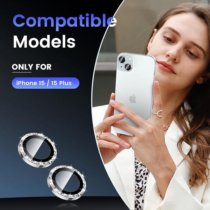 Tensea for iPhone 15 / iPhone 15 Plus Camera Lens Protector, 9H Tempered Glass - Image 2