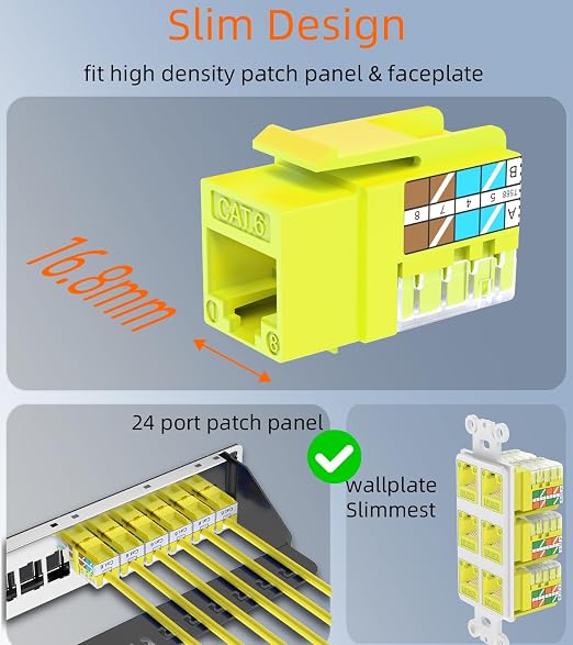 Rapink RJ45 Keystone Jack Cat6 10G Support, Keystone Jacks UTP 25 Pack - Image 2