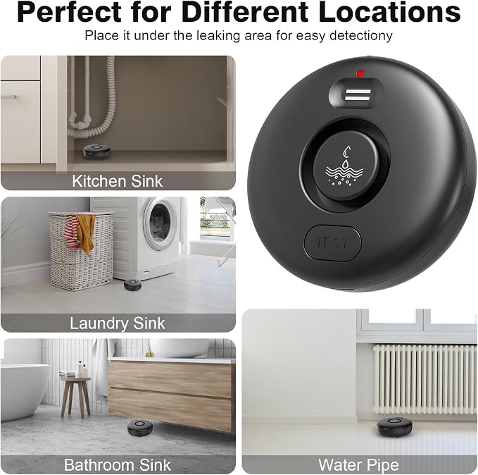 RUIKORING Water Leak Detectors for Home 4 Pcak, 120dB Adjustable Loud Alert - Image 4