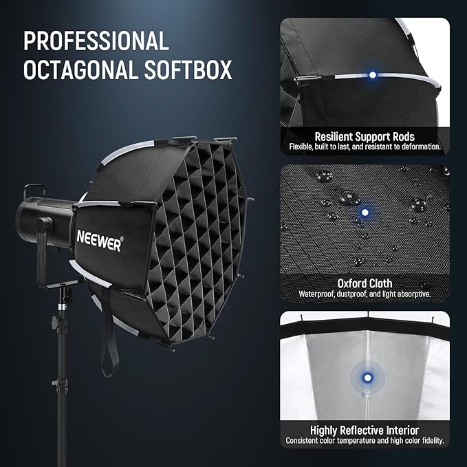 NEEWER Octagonal Softbox Kit, 17.7" Parabolic Soft Box - Image 3