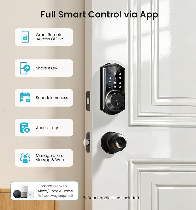 Veise VE06 Smart Deadbolt with App Control, Keyless Entry Smart Lock - Image 3