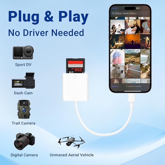 USB C SD Memory Card Reader, Type C Camera Adapter Trail Viewer - Image 5