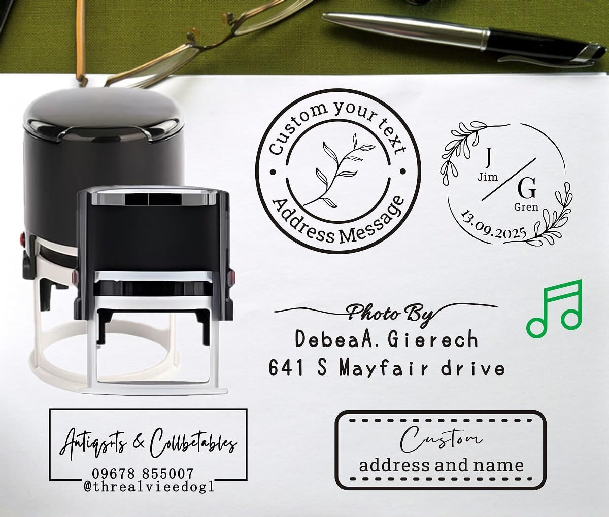 Multi-Size Custom Stamps Self Inking Personalized Logo Name Image Return Address Rubber Stamps for Office Business Personal Use (Rectangle-0.7x1.9inch)