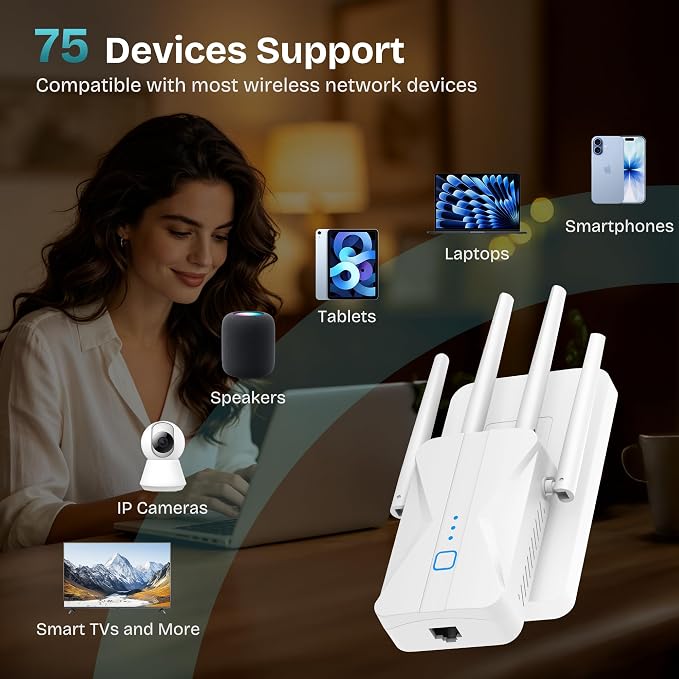ROQRL WiFi Extender 2026 AC1200 Dual Band 5GHz/2.4GHz Signal Booster Up to 15 - Image 8