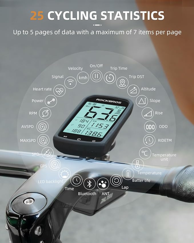 ROCKBROS Bike Computer Wireless Cycling Computers ANT+ Bluetooth Bike - Image 2