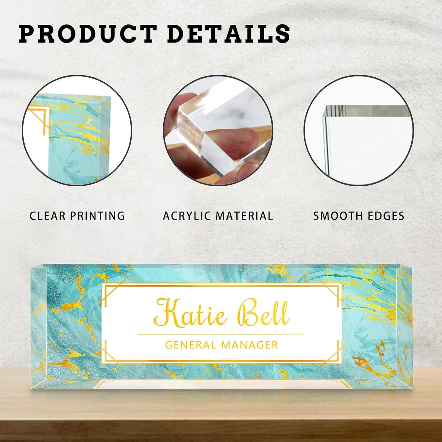 Personalized Name Plate for Desk, Custom Acrylic Desktop Accessories Office Decor for Women Men, Offices Gift for Coworkers Boss Teacher, Employee Appreciation Gifts