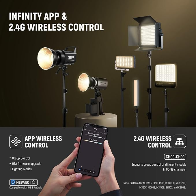 NEEWER FS300B 300W LED Studio Video Light, Bi Color COB Continuous Lighting - Image 6