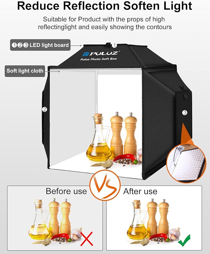 PULUZ Photo Studio Light Box 16'' x 16'' x 16'' Portable Foldable Photo Tent - Image 4
