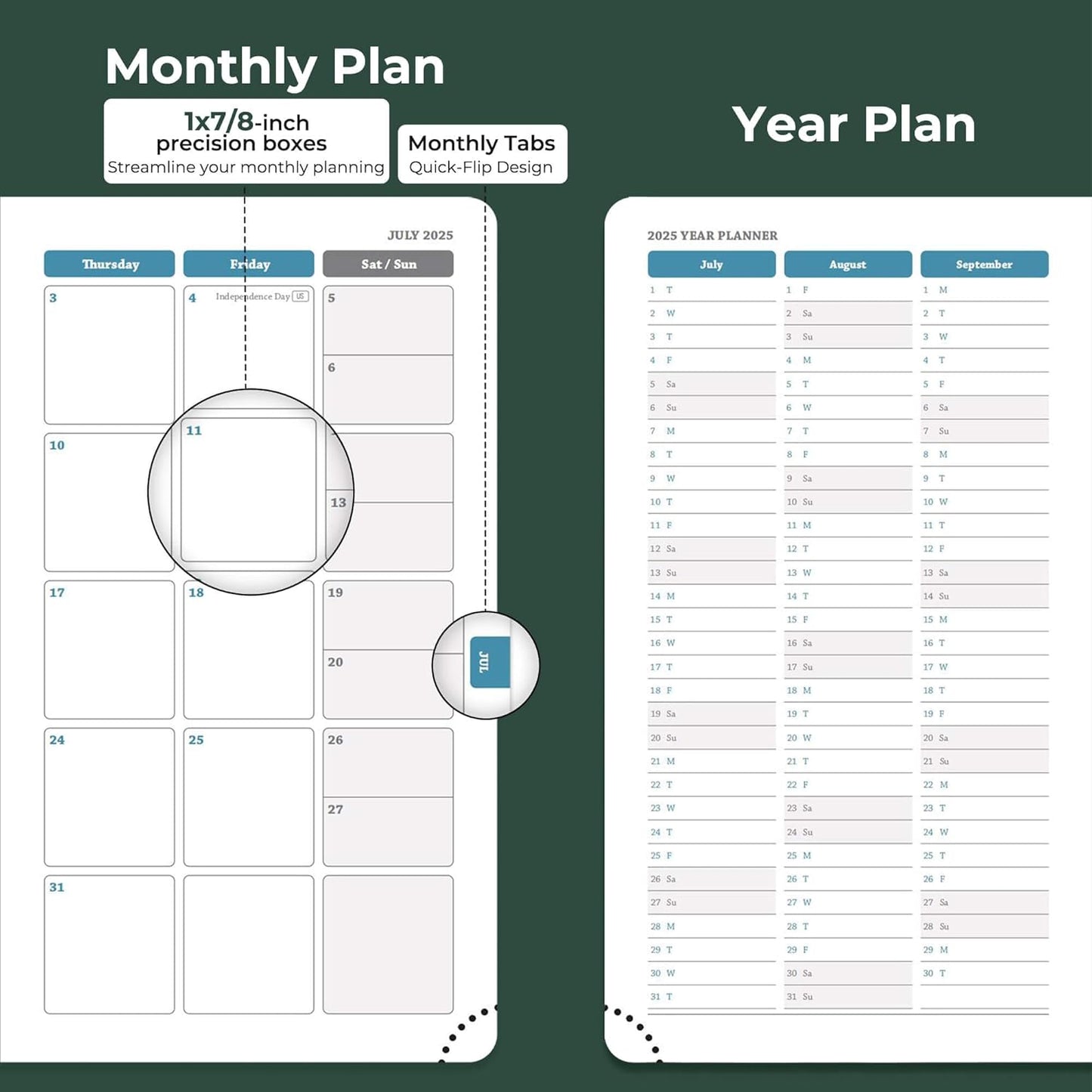 Planner 2026 Daily Weekly and Monthly,6.5"x3.75",12 Months Spiral Bound Calendar Agenda with Self-adhesive Pen Holder,2026 Appointment Book with Vegan Leather Soft Cover,Green