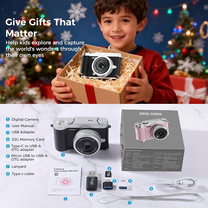 Upgrade Kids Selfie Camera, HD Digital Video Cameras - Image 7