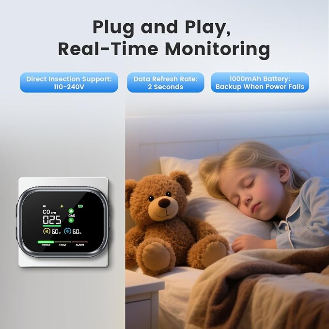 5 in 1 Indoor Air Quality Monitor, Portable Real-Time - Image 4