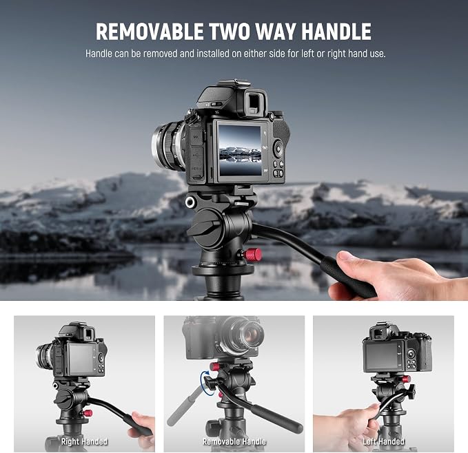 NEEWER Fluid Tripod Head with Handle & Arca Type Quick Release, Aluminum Alloy - Image 6