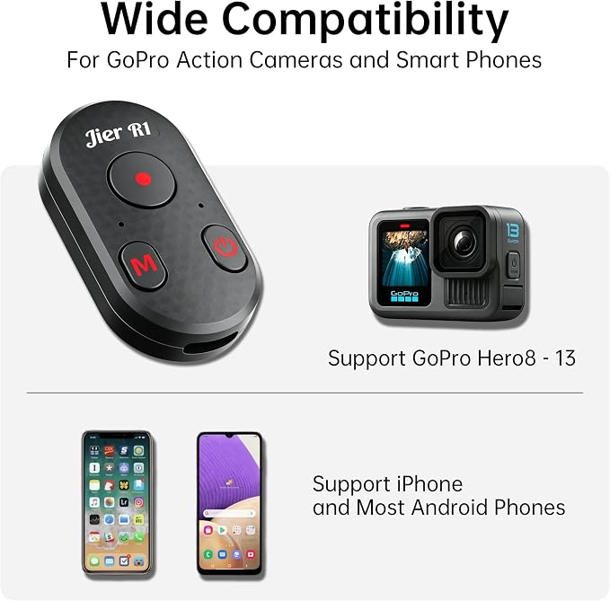 Bluetooth Remote Control for iPhone Camera, GoPro Camera Shutter Remote - 65ft - Image 2