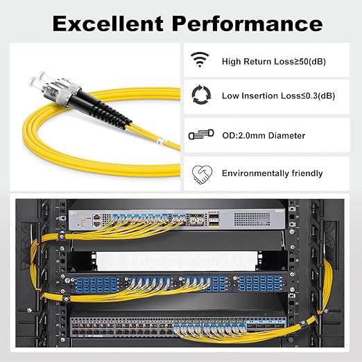 FiberPrime- OS2 ST to ST Single Mode Fiber Patch Cable, Duplex Singlemode - Image 5