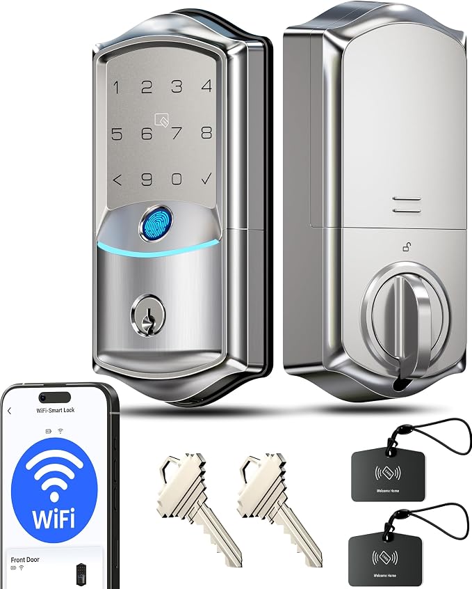 Veise VE027 Built-in Wi-Fi Smart Lock, Fingerprint Keyless Entry Front Door Lock by Veise