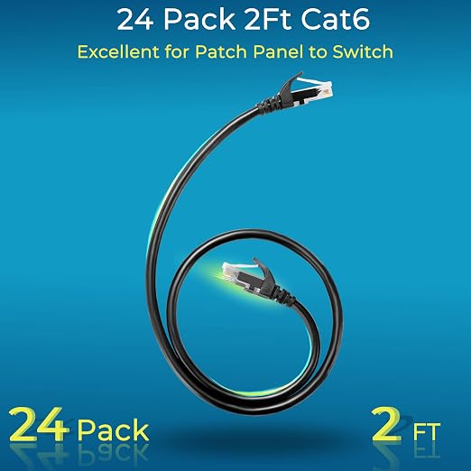 Rapink Patch Cables Cat6 2ft, Ethernet Patch Cable 10G, Cat 6 Patch Cable - Image 2