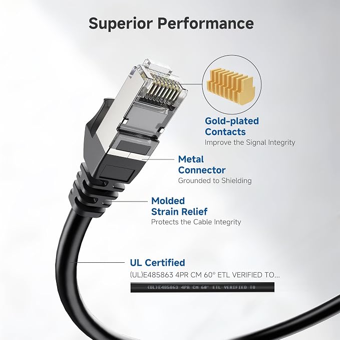 Cable Matters 10Gbps 5-Pack Snagless Short Shielded Cat 6A Ethernet Cable - 1ft - Image 4