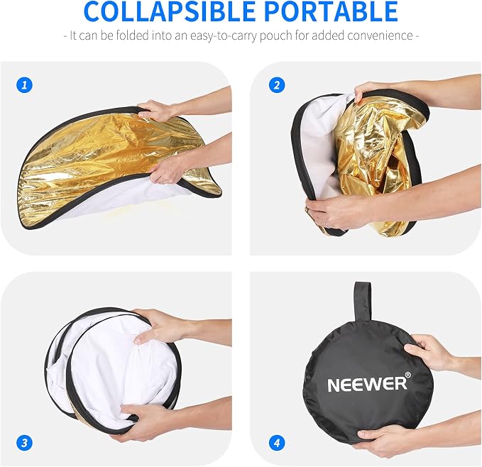 NEEWER 22 Inch/60 Centimeter Light Reflector Light Diffuser 5 in 1 Collapsible - Image 4