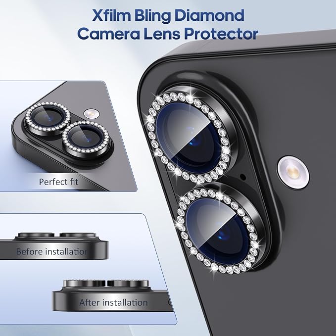 for iPhone 17 Camera Lens Protector Bling, Individual Diamond Metal Ring - Image 5