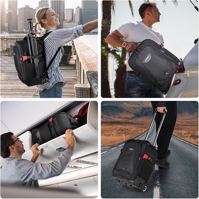 Neewer 2-in-1 Rolling Camera Backpack Trolley Case - Image 10