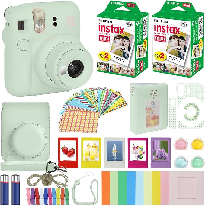 Fujifilm Instax Mini 12 Instant Camera Mint Green + Carrying Case + Fuji Instax by FUJIFILM