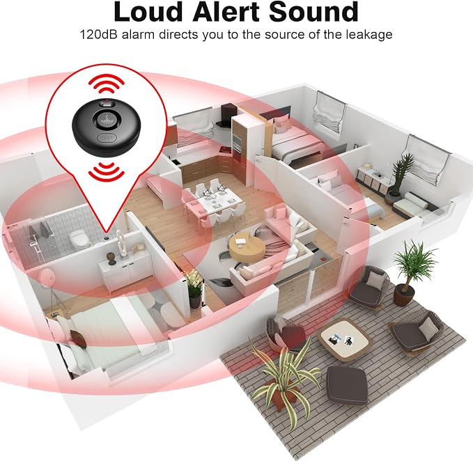 RUIKORING Water Leak Detectors for Home 4 Pcak, 120dB Adjustable Loud Alert - Image 5