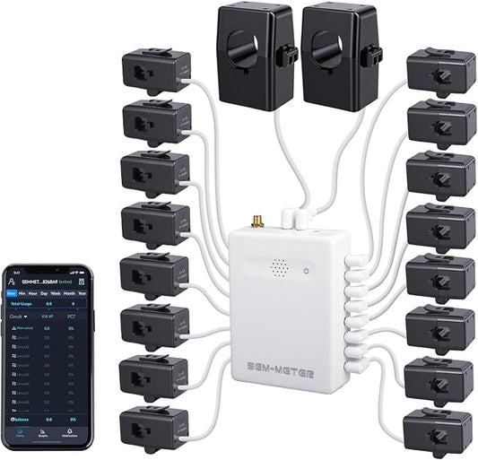 Smart Home Energy Monitor with 16 50A Circuit Level Sensors, Real-Time Power by Fusion+Energy