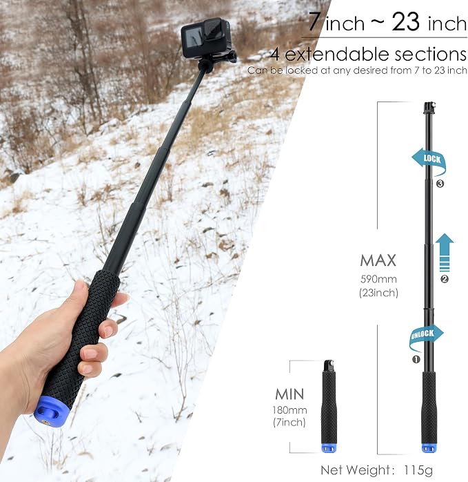7''-23'' Extendable Selfie Stick - Image 2