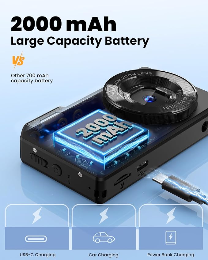 Digital Camera with Front Rear Lens, Autofocus 64MP 4K Camera - Image 4