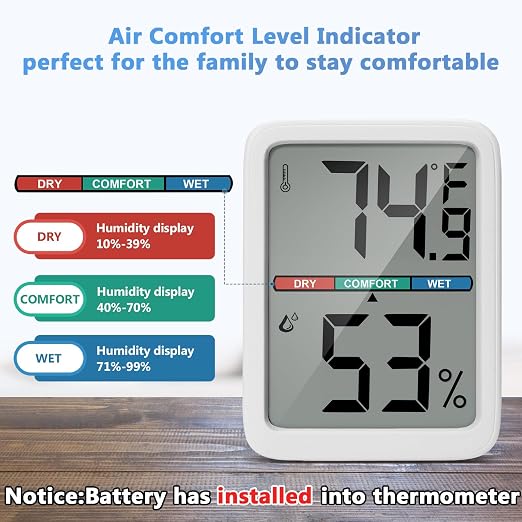 Digital Thermometer Hygrometer, Large LCD Screen Room Thermometer Temperature - Image 2