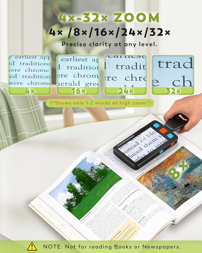 5.0 Inch Portable Digital Magnifier, 4X-32X Zoom Electronic Reading Aid - Image 3