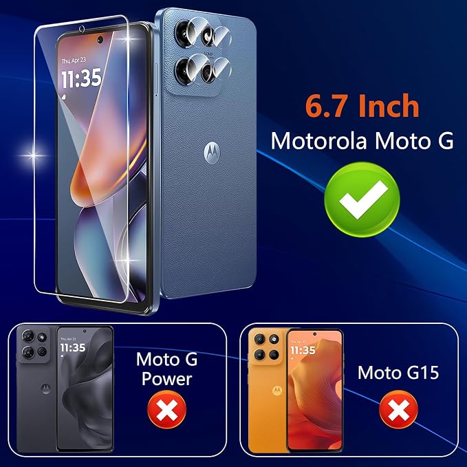 Designed for Motorola Moto G 5G 2025 Tempered Glass Screen Protector + Camera - Image 2