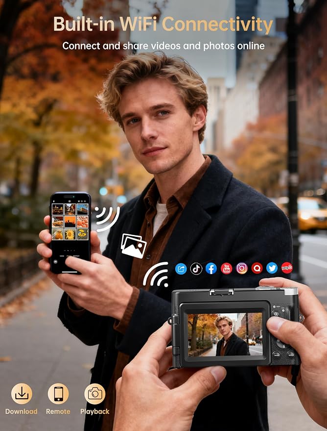 4K Digital Camera for Photography, 64MP Autofocus WiFi Vlogging Camera for - Image 4