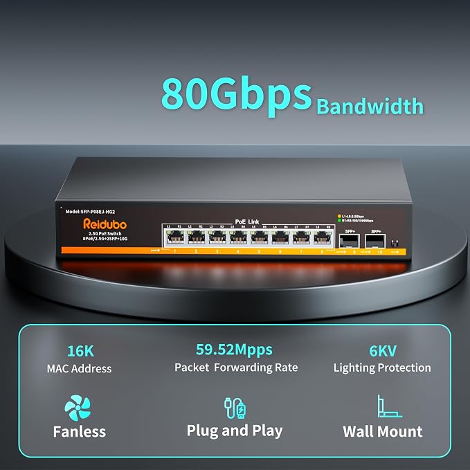 10-Port 2.5Gb PoE Switch Unmanaged, 2.5G Ethernet Switch - Image 5