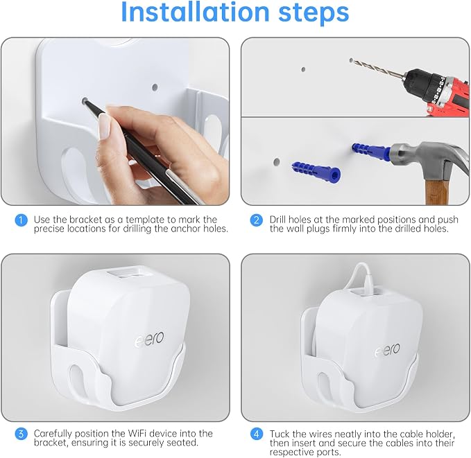 XLTTYWL eero 7 Wall Mount Kit, erro 7 Mount Bracket Optimize Space&Cable - Image 5
