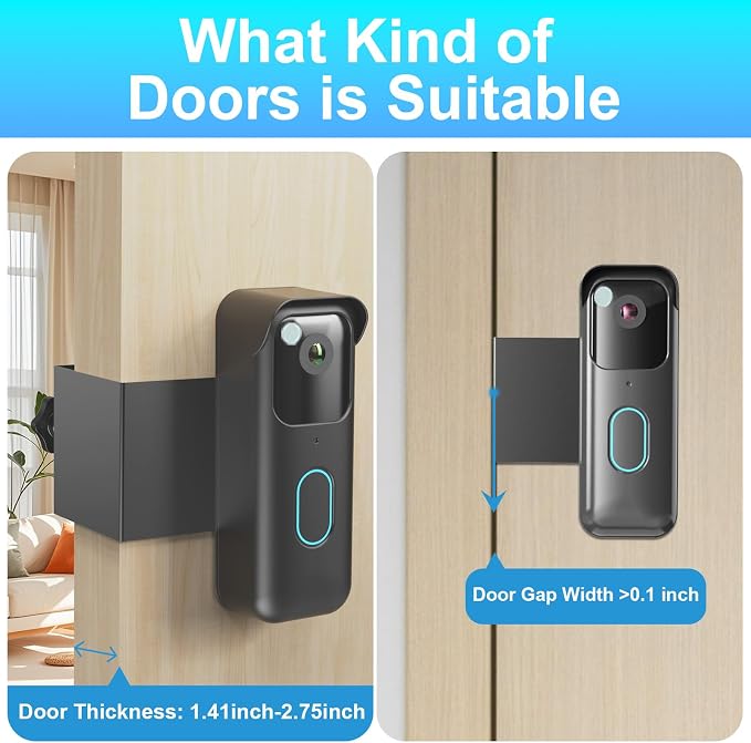 Anti-Theft Doorbell Mount for Blink Video Doorbell, Drill-Free Door Mount - Image 3