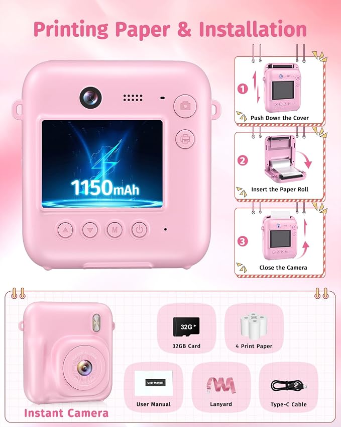 Instant Camera, Dual-Lens Kids Camera Instant Print - Image 8