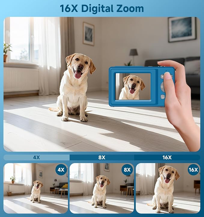 Digital Camera, 56MP Dual Screen Autofocus Vlogging Camera, 16X Zoom Point and - Image 6