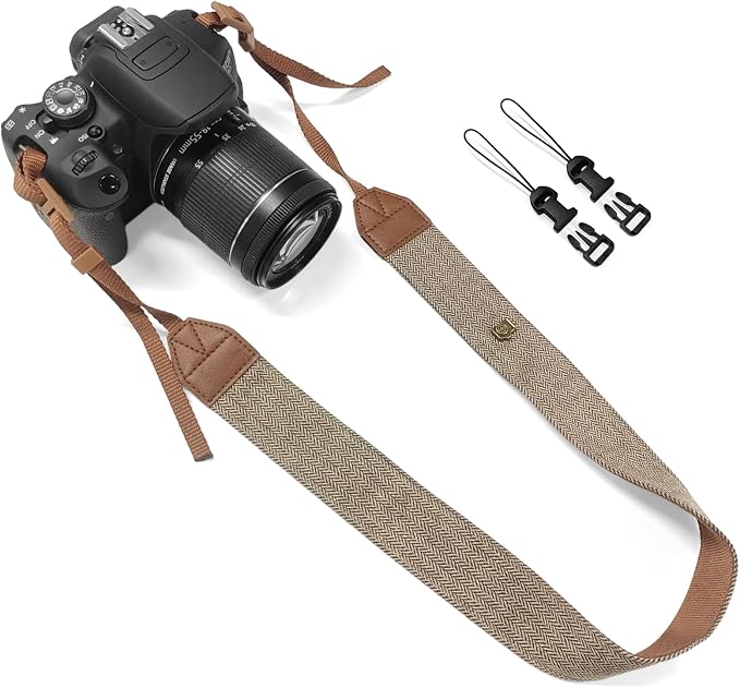 TENOC Vintage Camera Strap 1 Pack, Canvas Herringbone Neck Shoulder Strap by TENOC