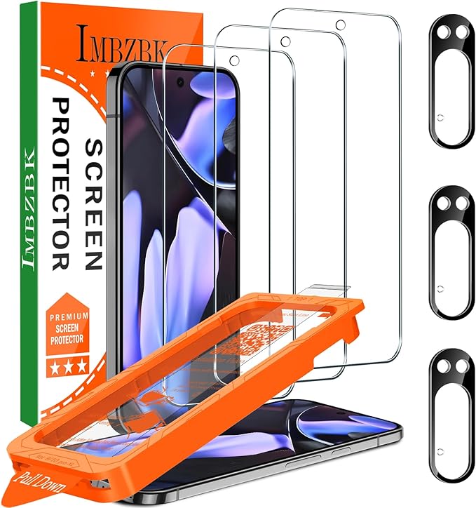 IMBZBK 3 Pack Screen Protector for Google Pixel 9 Pro XL, 3 Tempered Glass by IMBZBK