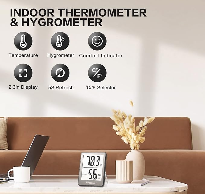 DOQAUS Indoor Thermometer, Mini Digital Hygrometer Room Thermometer, Humidity - Image 2