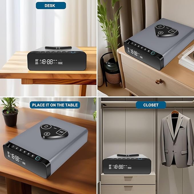 FTOP Biometric Fingerprint Gun Safe, Clock Handgun Safe - Image 5