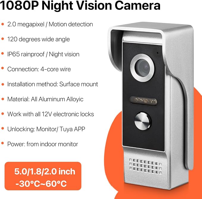 Wireless WiFi Video Doorbell Intercom System, 1080P Video Door Camera - Image 7
