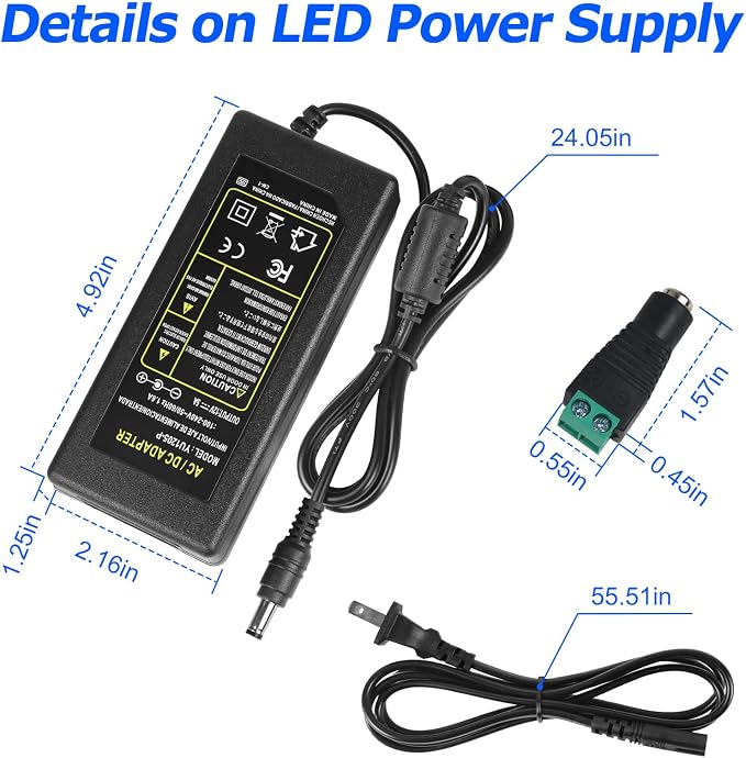 12V LED Strip Power Supply, 5A 60W Power Adapter, 12V Power Supply - Image 7