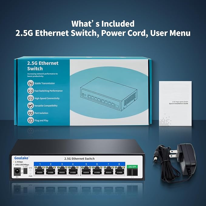 Goalake 2.5G Switch, 9-Port Ethernet Switch, 8×2.5G RJ45 + 1×10G SFP Ports - Image 6