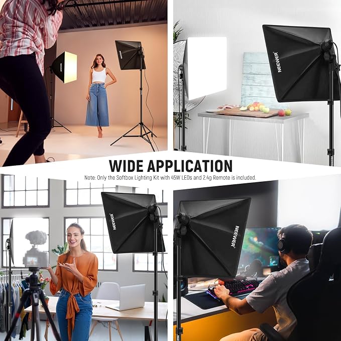 NEEWER 2Pcs 24"x24" 900W Equivalent Softbox Lighting Kit - Image 2