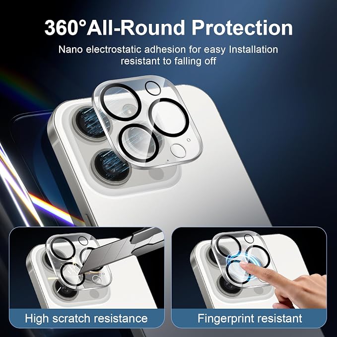 NEW'C 3x for iPhone 15 Pro Screen Protector+ 3x Camera Lens Protector, Sensor - Image 4